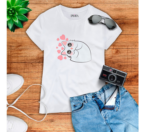 Franela Niña/niño Unisex Personalizada Gato Enamorado