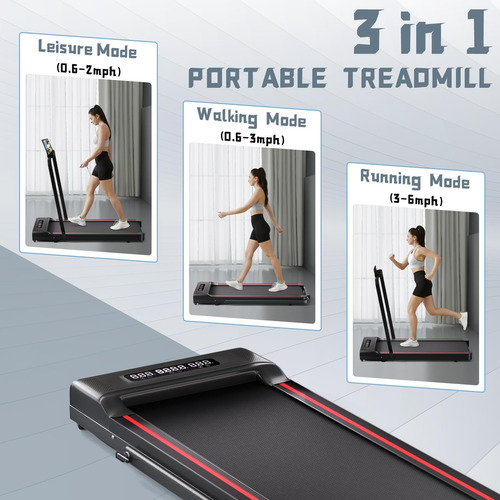 Sperax Treadmill-walking Pad-under Desk Treadmill-3 In 1 Red/black