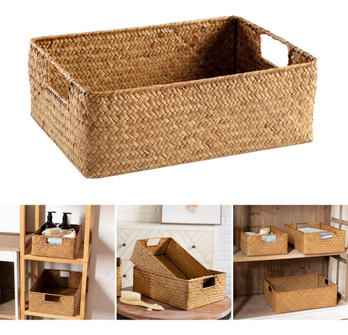 Cesta De Almacenamiento Tejida De Pastos Marinos, Cesta De M