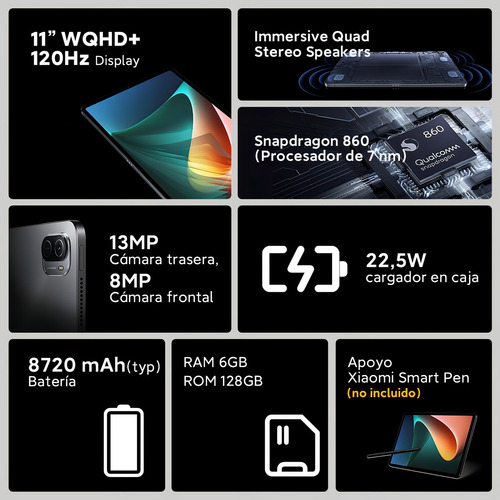 Tablet Xiaomi Pad 5 Pad 5 21051182G 11" 128GB branco 6GB de memoria RAM