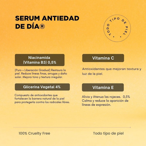 Imagen 4 de 7 de Serum Antiedad De Día Regina Niacinamida + Vitamina C + E