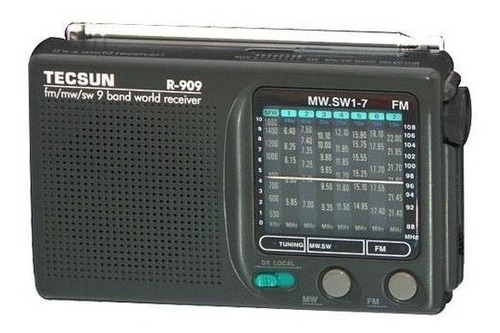 Rádio Tecsun R-909 Am Fm Sw1-7 Ondas Curtas Faixas Mundiais