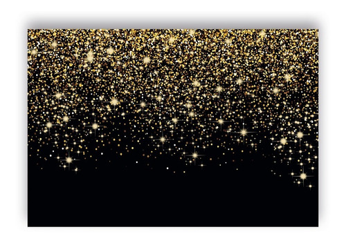 Fundo Fotográfico - Preto Com Efeito Glitter Dourado 2,2x1,5