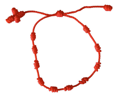 2 Pulseras De Hilo Rojo 10 Nudos Y Cruz Decenario Proteccion