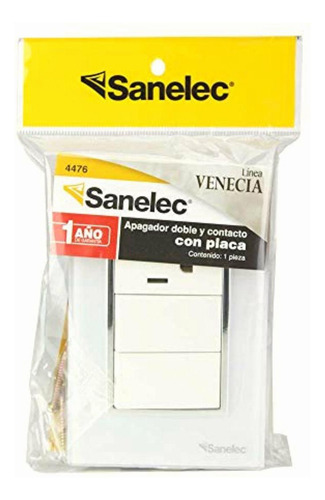 Sanelec 4476 Placa Con Contacto Y Doble Apagador Venecia