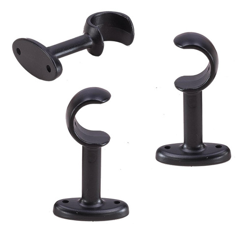 3 Suportes De Metal Para Varão Cortina Simples 28 Mm Preto Cor Outro