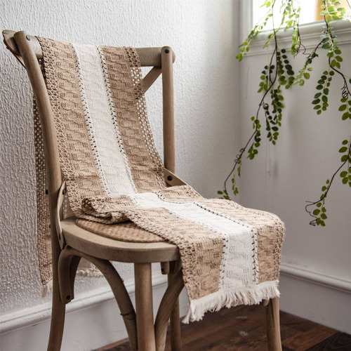 Mantel De Mesa Bohemio Y Rústico Con Flecos Para
