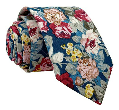 Kebocis - Corbata Delgada De Algodón Con Estampado Floral Pa