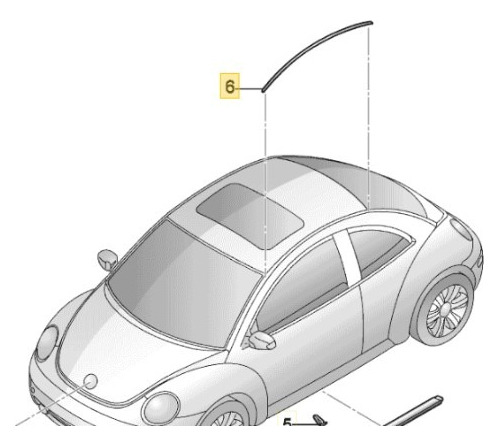 Listón Techo Izquierdo Original - Vw Beetle (1999 - 2010)