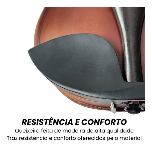 Kit Violino Konig Fosco 4/4 Estojo Espaleira Afinador Breu
