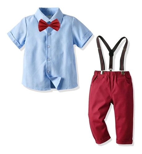 Conjunto Vestir Niño 4 Piezas Pantalon Camisa Suspensores