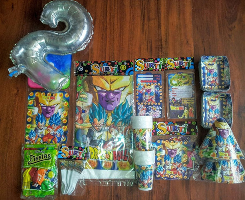 Set Decoracion Dragon Ball Z Fiesta 24 Niños 136 Art+obequio