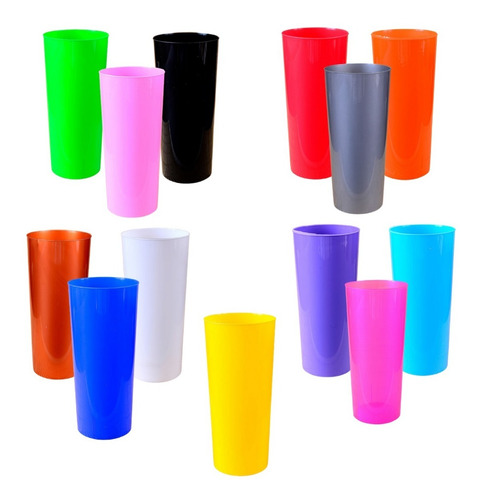 Imagen 1 de 7 de Vaso Colores Descartable Flexible Trago Largo Pp X 10 Uni