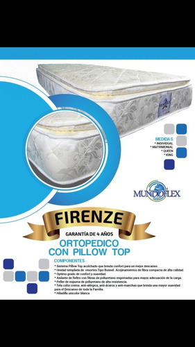 Colchón Matrimonial Ortopédico Con Pillow Mundoflex 