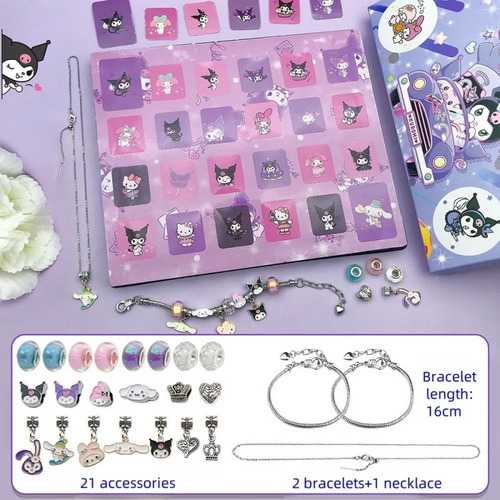 Diy Pulsera Hacer Kit Kuromi Niños Pulsera De Abalorios 24pz