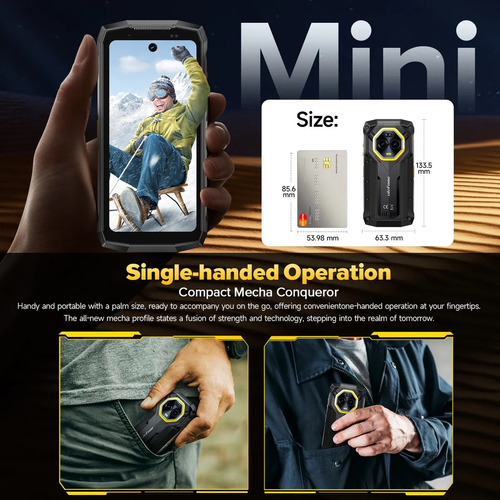Ulefone Armor Mini 20 Pro 4,7 pulgadas 5G Dual SIM robusto luz LED versátil Android 14 6200 mAh 16 GB de RAM 256 GB Rom Visión Nocturna De 64 MP 33 W