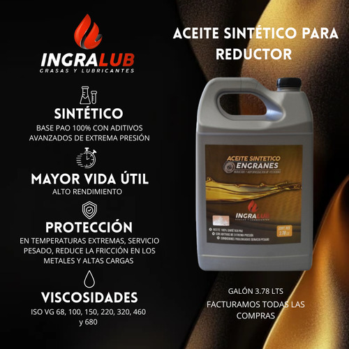 Aceite Sintético Para Reductor De Velocidad Iso Vg 320 Galón