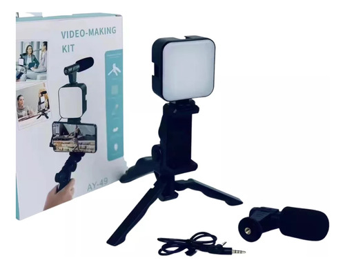 Video Making Kit, Trípode, Luz Led Y Micrófono. Mod Ay-49g
