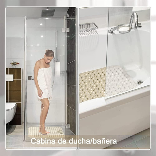 Piso De Goma Antideslizante Tina Ducha Alfombra Bañera Cepil Color Beige Jior Spa