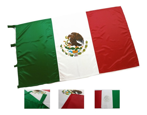 Bandera Mexico 1 Tela Raso, 1 Escudo Impreso , 90 X 150 Cm