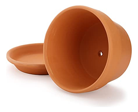 Conjunto De 4 Macetas Terracota Con Platillos, Maceta 15 Cm,