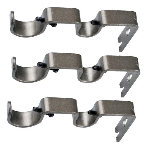 Soporte De Barra De Cortina Doble Gris De 6 Piezas De