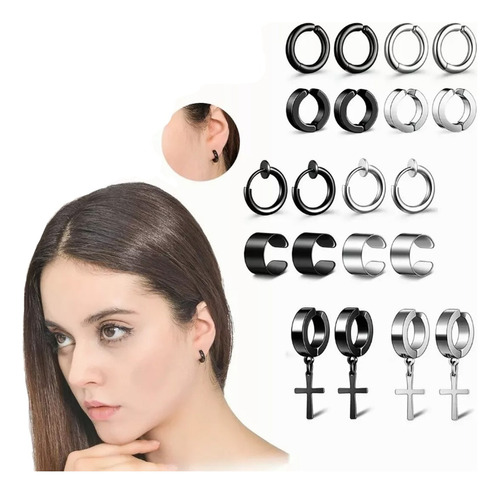 Pack 10 Pares Aretes Hombre Con Piercing, Arracadas Hombre