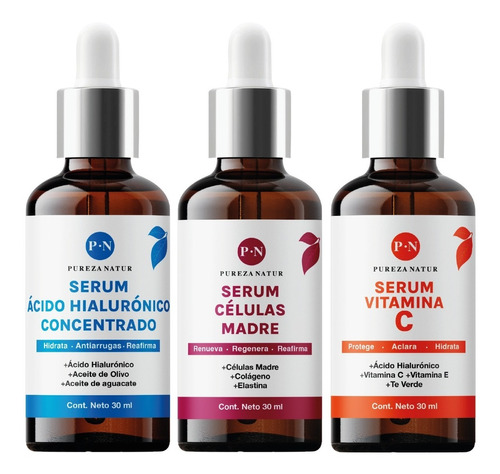 Kit Serum Vitamina C, Acido Hialuronico, Celulas Madre 