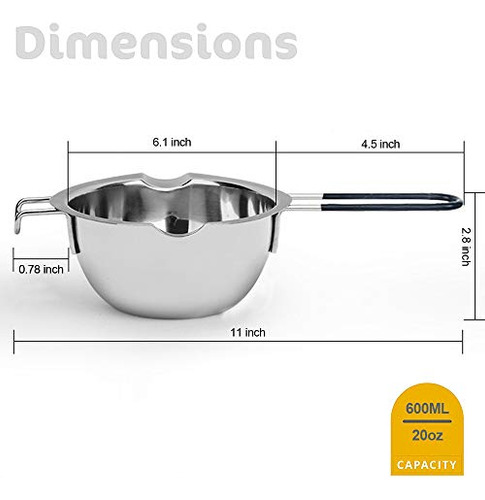 Olla De Caldera Doble De Acero Inoxidable De 600 Ml Con Resi