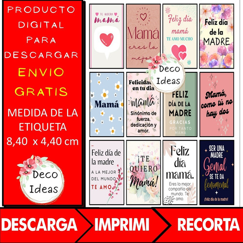 Imagen 2 de 4 de Tarjetas Para Mamá Imprimible N°3 En Pdf Ideal Emprendedores