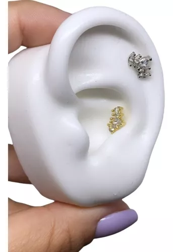 Piercing Orelha Cluster Mini Zircônias Fl Ouro Amarelo