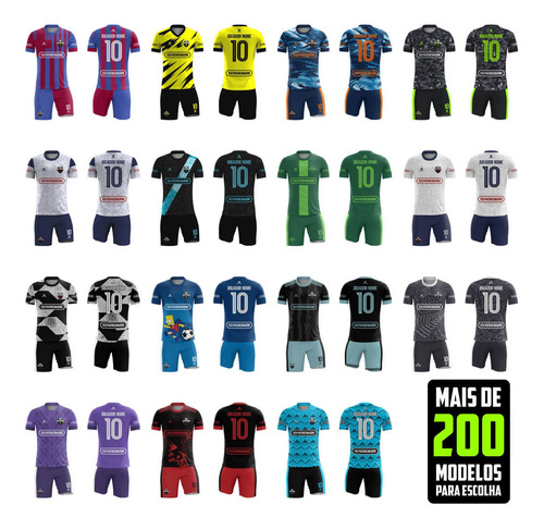 Manto Futebol 10 Unidades 100% Personalizado Camisa + Calção