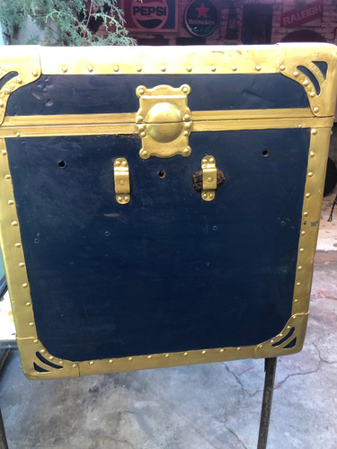 Antiguo Baúl De Principio De Siglo 19 Samson Azul Antiguo (Usado)
