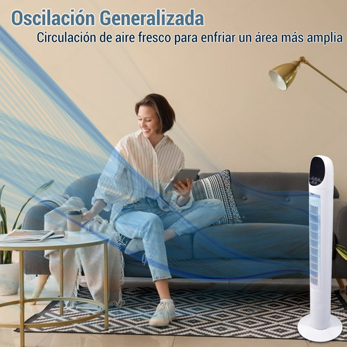 Ventilador De Torre Temporizador De 9 Hrs Control Manual 1.016 M 127 V 60hz 40w Blanco