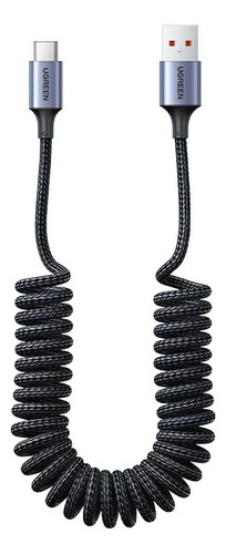 Cable espiral Ugreen de 100 W, USB 3.0 a USB-C 6A, nailon, 1,5 m, color negro