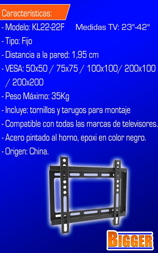 Soporte Tv Led Fijo 23 29 30 32 39 40 42