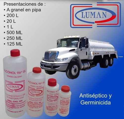 Alcohol Potable De Caña 96° 1 Lt