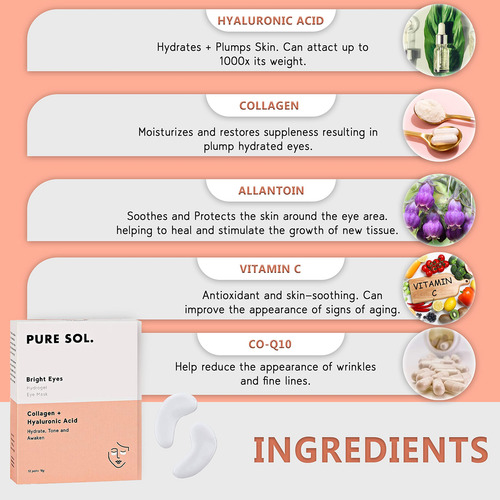 Pure Sol. Hidrogel Colágeno Máscara De Ojos Con Ácido Hialur