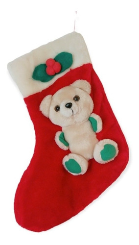 Adorno Bota Navideña Rojo Osito Diciembre Fiestas (Usado)