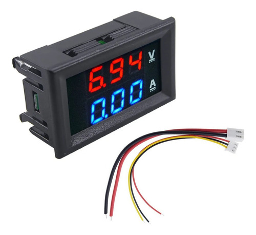 Voltimetro Amperimetro Medidor 99.9v 10a Display Rojo Y Azul