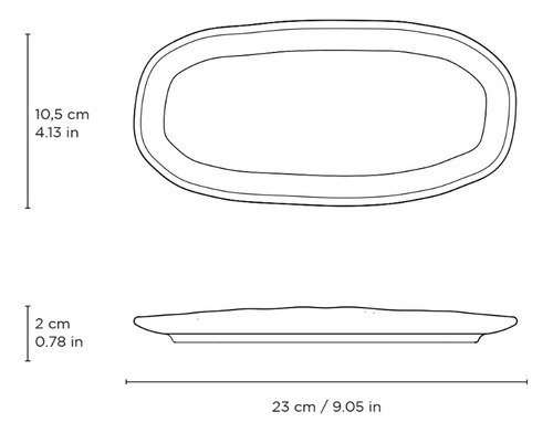 Conjunto com 4 Travessas Oval Rasa Pequena Orgânico Titanium 23 cm 11 cm Porto Brasil