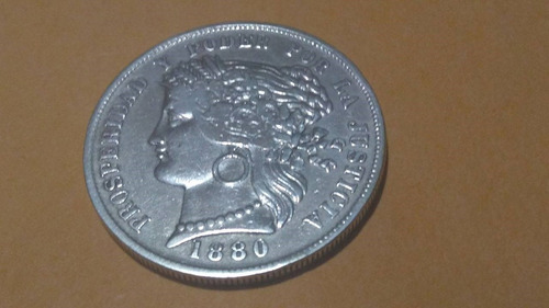 Monedas De 5 Pesetas De Plata  Del Año 1880 En Buen  Estado