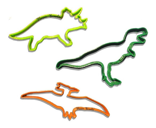 Dinosaurios X3 - Cortante De Masa, Fondant, Galletas Rex 