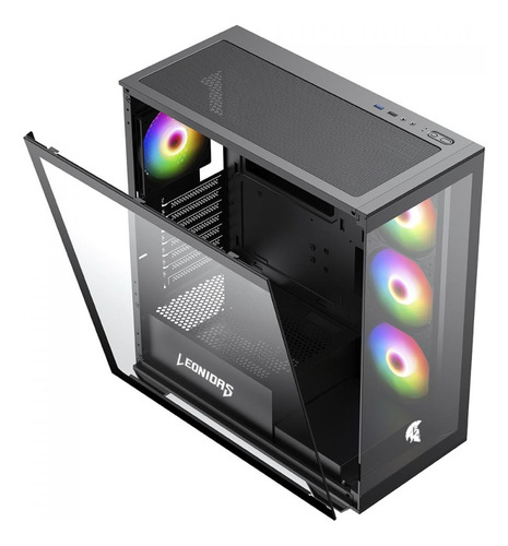 Gabinete Gamer Leonidas Magnus, Black, Mid Tower,com 4 Fans