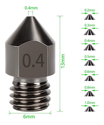 Imagen 2 de 9 de Boquilla De Acero Para Impresora 3d, Ender 3 / Cr10 Nozzle