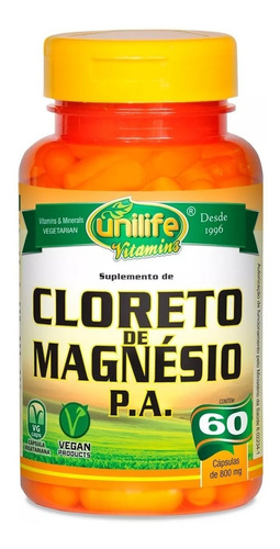 Cloreto De Magnésio Pa - 60 Cápsulas 800mg Unilife - Oferta