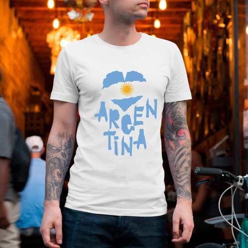 Remera Blanca Argentina Paises Ciudades Hombre Mujer Niños