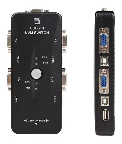 Switch Kvm 3 Puertos Usb + 4 Vga Controla 4 Computadoras