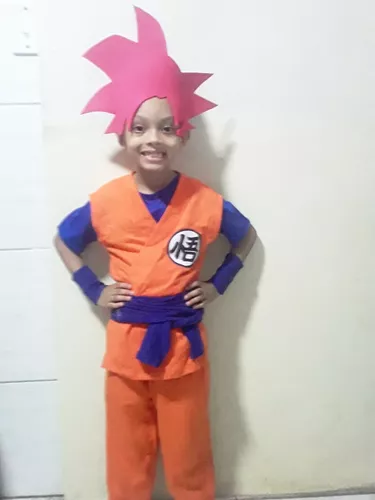 Fantasia Goku Saiyajin +cabelo Eva P Altura Entre 90-100cm