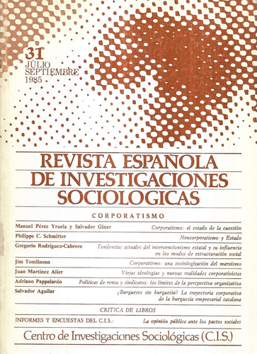 Revista Española De Investigaciones Sociológicas 31 / 1985